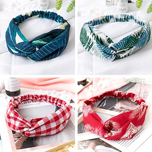FAVELA Soft Fabric Headbands for Women | Criss Cross Turban Korean Knotted Boho Stretchy Headwrap Scarf Headwrap Bandana | Workout Head Wraps | Stylish Hair Accessories for Girls, Assorted (Set of 4) - Image 1