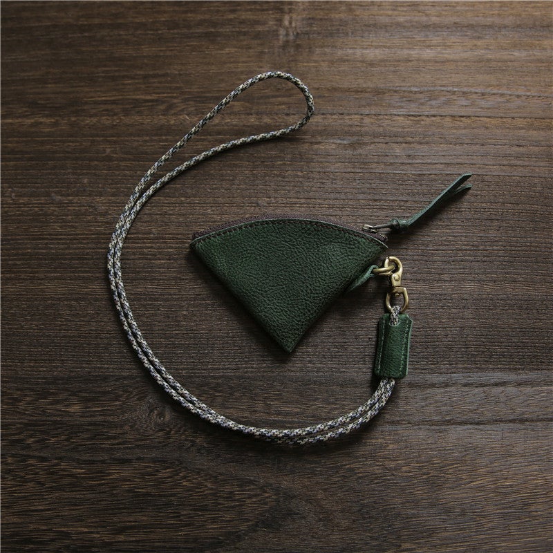 Vintage Genuine Leather Mini Zipper Coin Wallet, Top Grain Cowhide, Lightweight Short Purse for Men Women, Minimalist Slim Design, Daily Carry - Image 1