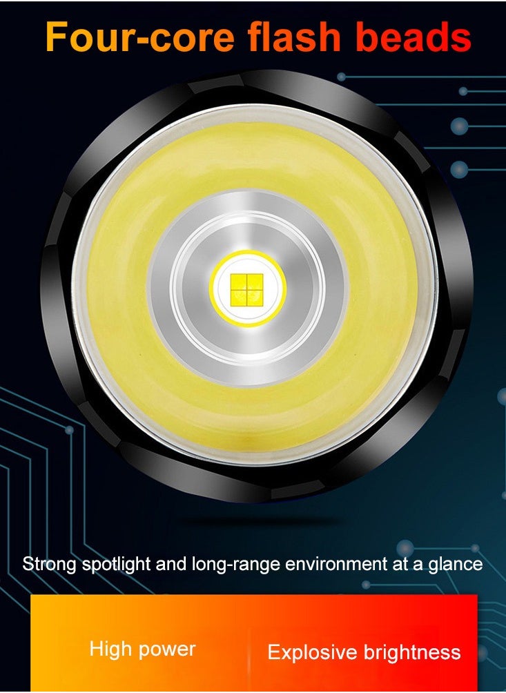 Generic - A high-brightness rechargeable flashlight with power display, it can also be used as a power bank. It features an XHP70 LED chip for ultra-strong illumination. It's only 150g, making it easy to carry. It's telescoping and can be charged either with batteries or a USB cable. - Image 1