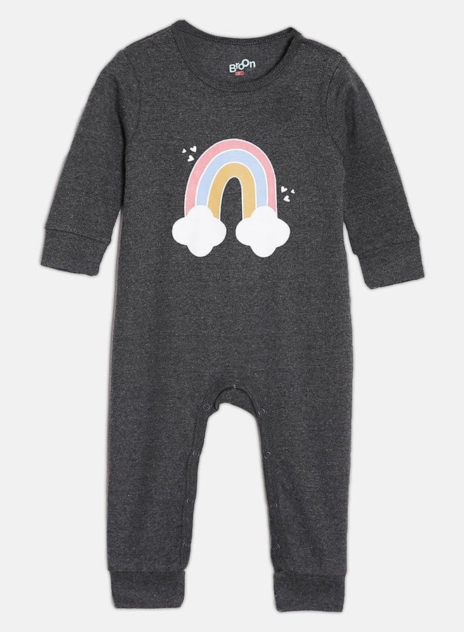 Broon Boys & Girls Grey and Black Printed Sleepsuit | Premium Organic Cotton | Full Sleeves with Print | Bottom Fully Openable | Infant Wear | Skin Friendly | Chemical Free | Pack of 2 - Image 2
