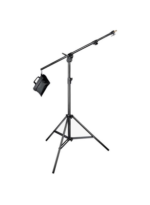 Boom Stand 420 (Black Anodized), 3-Section Stand Convertible to Double Extension Boom and Stand, with Sand Bag (#3397B)