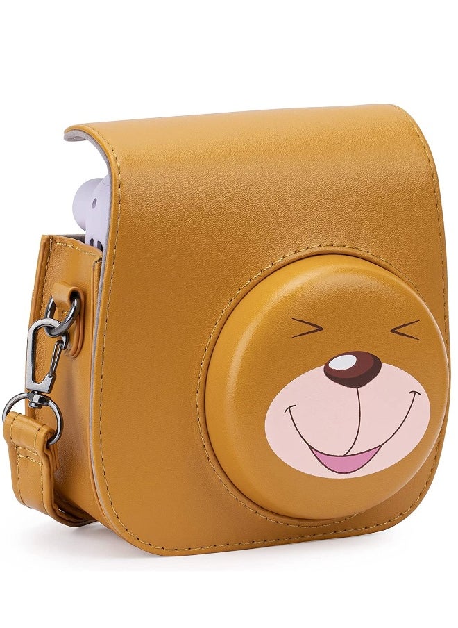 Generic PU Leather For Instax Camera Compact Case for Fujifilm Instax Mini 11/9/8/8+ Instant Film Camera (Tan Bear)  - Image 1
