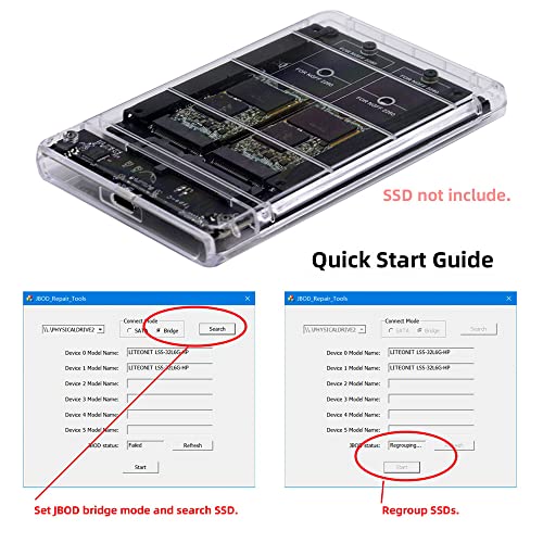 xiwai Dual NGFF B+M-Key M.2 SSD Card JOBD Raid0 Span Bridge to USB3.0 Type-C USB-C 2.5inch SATA Combo Enclosure - Image 4