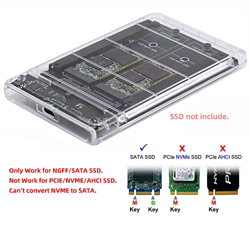 xiwai Dual NGFF B+M-Key M.2 SSD Card JOBD Raid0 Span Bridge to USB3.0 Type-C USB-C 2.5inch SATA Combo Enclosure - Image 3