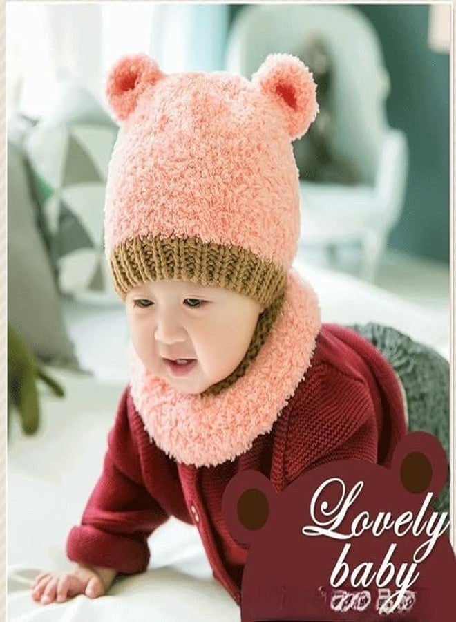 Richmen Baby Boys Girls Knit Woolen Hat Cap Neck Scarf Soft Wool Warm Acrylic Lycra Monkey Beanie Winter Capset for Unisex Kids (6Month - 3Yrs) (A Pink) - Image 5