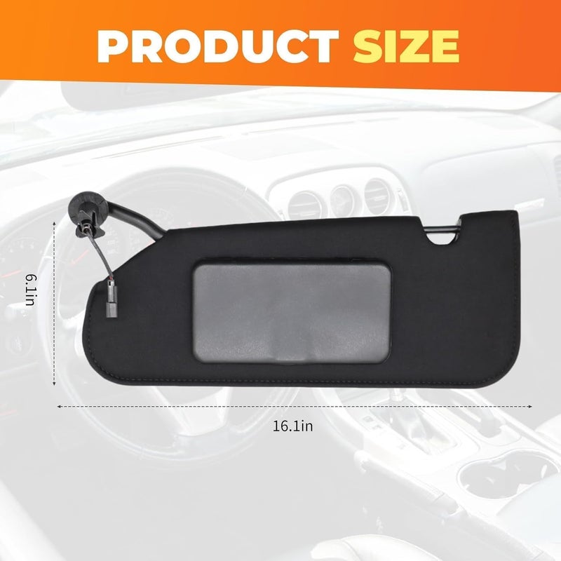 Aspaton Black Left + Right Side Sun Visors with Vanity Mirror for Corvette 2005-2013 - Image 4