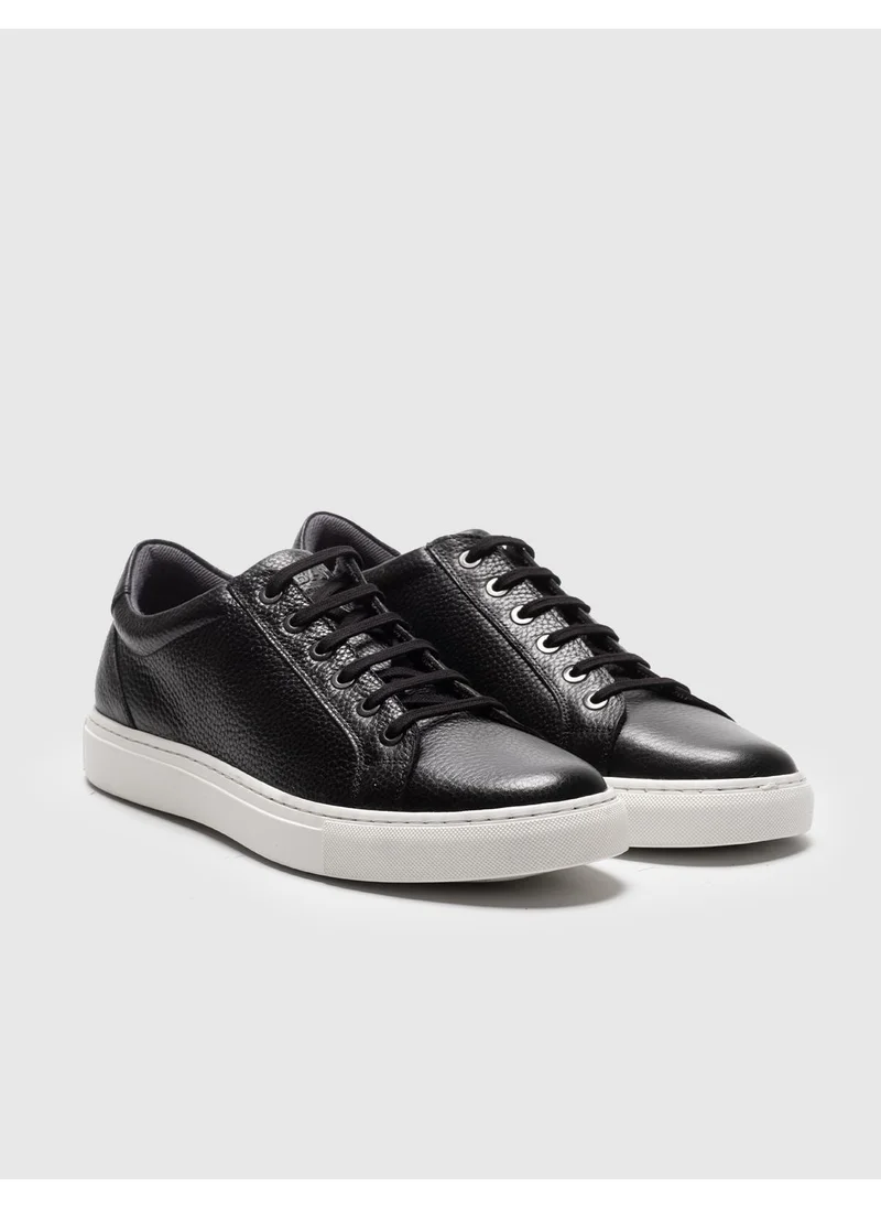 Cabani Genuine Leather Black Lace-Up Men's Sneaker Shoes