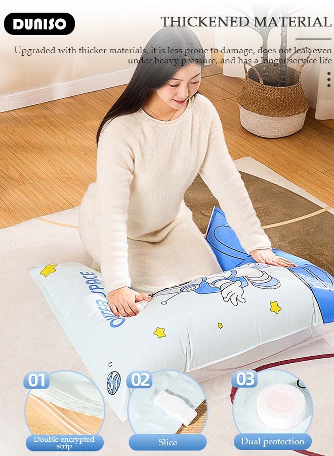 DUNISO 80*60 cm Vacuum Storage Bags-5 Compression Bags Pump Needed Reusable Compression Bags Space Saver Home Packing Organizers for Packing, Clothes, Comforters, Blankets - Image 3