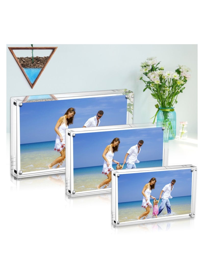 Generic - 2 Pack Photo Frames Double Sided Acrylic Magnetic Picture Frame Desktop Postcard Display - Image 1