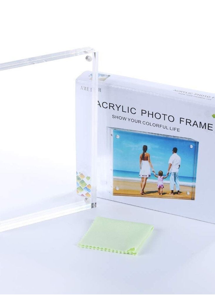 Generic - 2 Pack Photo Frames Double Sided Acrylic Magnetic Picture Frame Desktop Postcard Display - Image 1