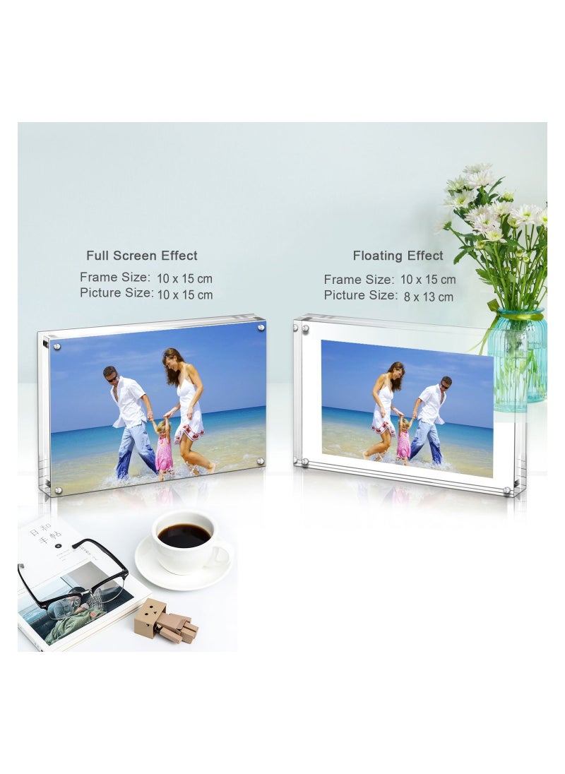 Generic - 2 Pack Photo Frames Double Sided Acrylic Magnetic Picture Frame Desktop Postcard Display - Image 1
