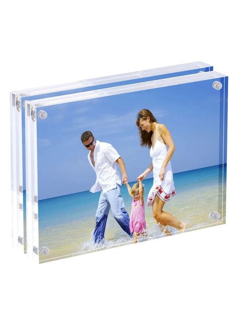 2 Pack Photo Frames Double Sided Acrylic Magnetic Picture Frame Desktop Postcard Display