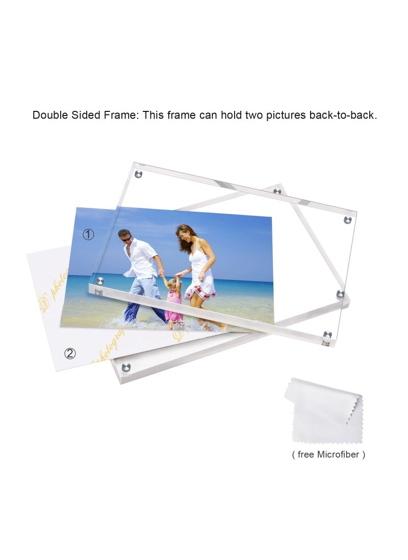 Generic - 2 Pack Photo Frames Double Sided Acrylic Magnetic Picture Frame Desktop Postcard Display - Image 1