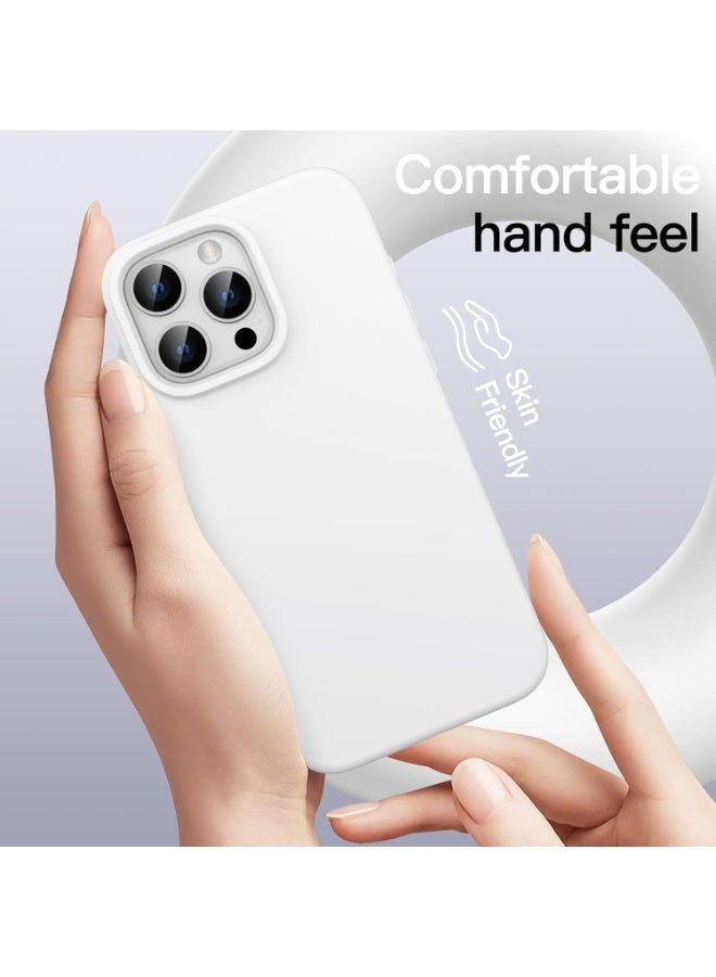 جراب سيليكون متوافق مع iPhone 16 Pro Max، جراب هاتف سيليكون سائل رفيع مع بطانة TPU ناعمة مقاومة للصدمات من 3 طبقات (أبيض) - Image 2