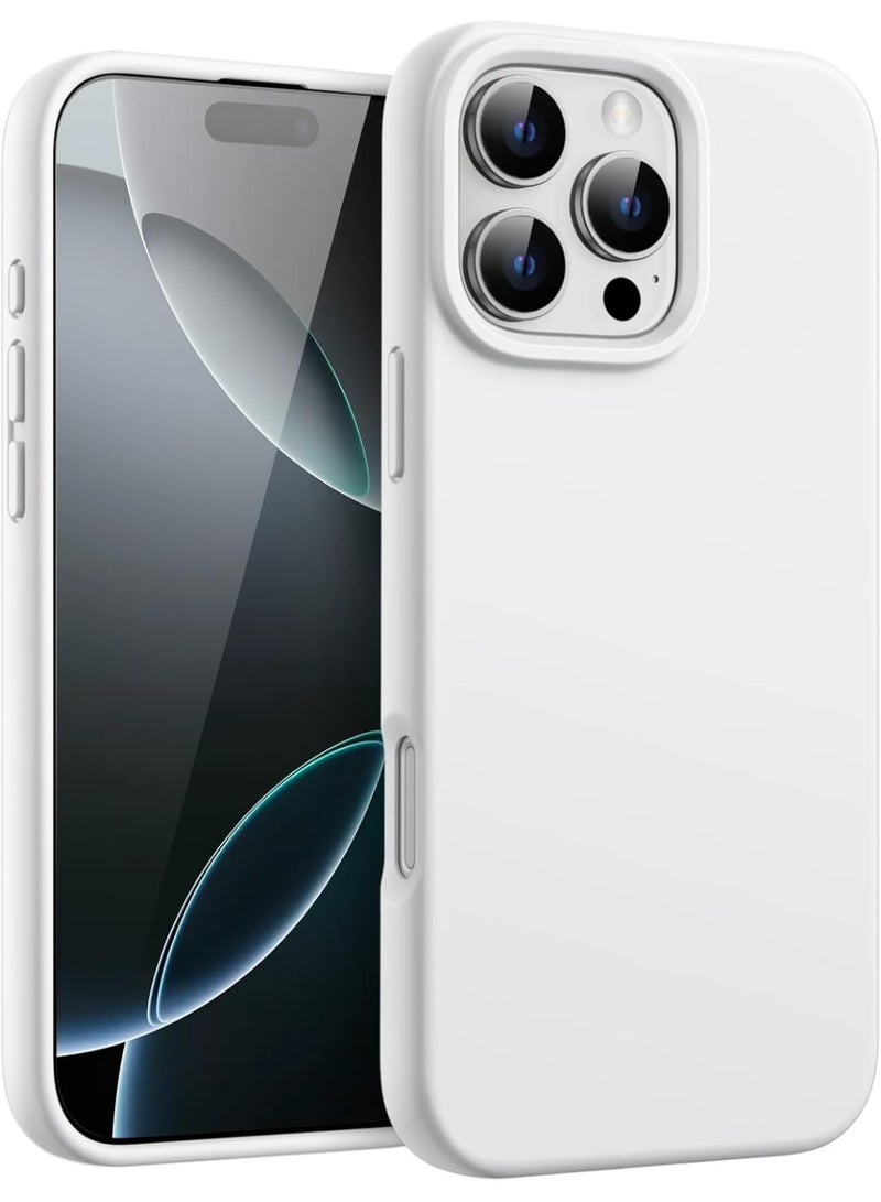 جراب سيليكون متوافق مع iPhone 16 Pro Max، جراب هاتف سيليكون سائل رفيع مع بطانة TPU ناعمة مقاومة للصدمات من 3 طبقات (أبيض) - Image 1