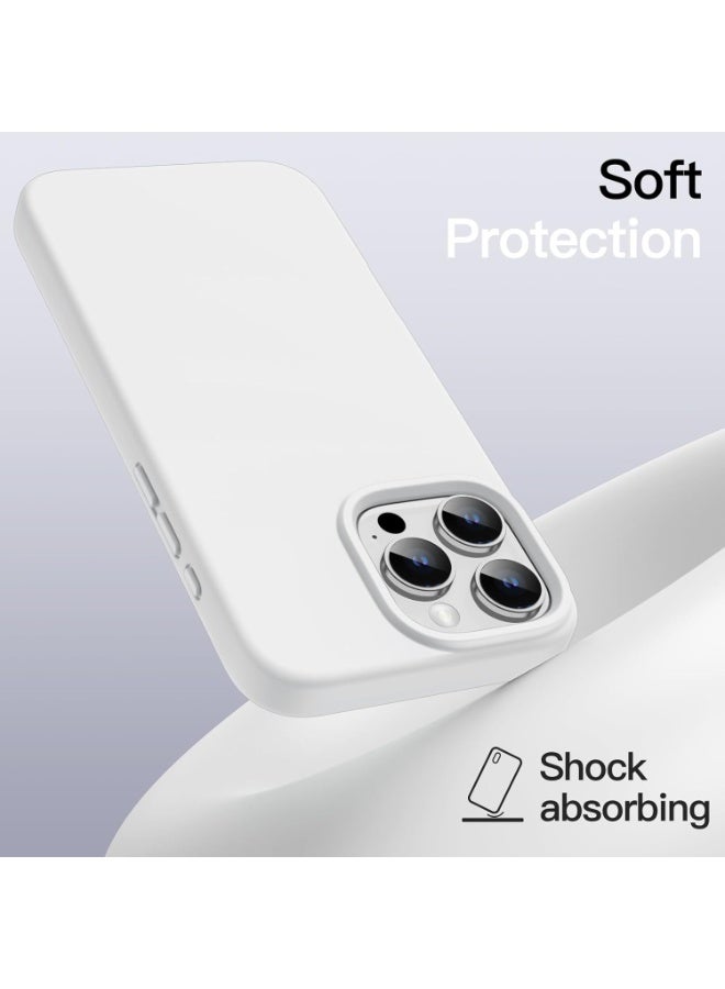 جراب سيليكون متوافق مع iPhone 16 Pro Max، جراب هاتف سيليكون سائل رفيع مع بطانة TPU ناعمة مقاومة للصدمات من 3 طبقات (أبيض) - Image 4