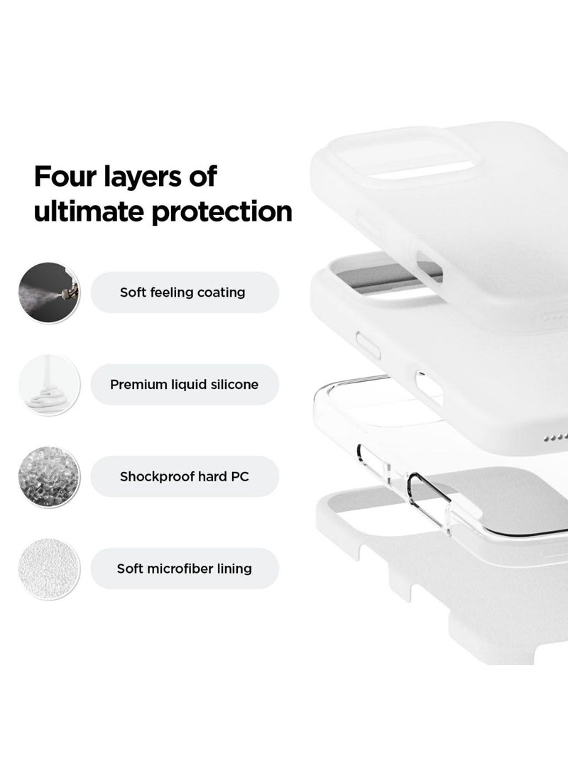 Silicone Case Compatible with iPhone 16 Pro Max, Slim Liquid Silicone Phone Case with 3-Layer Soft Rubber Shockproof TPU Lining (White)