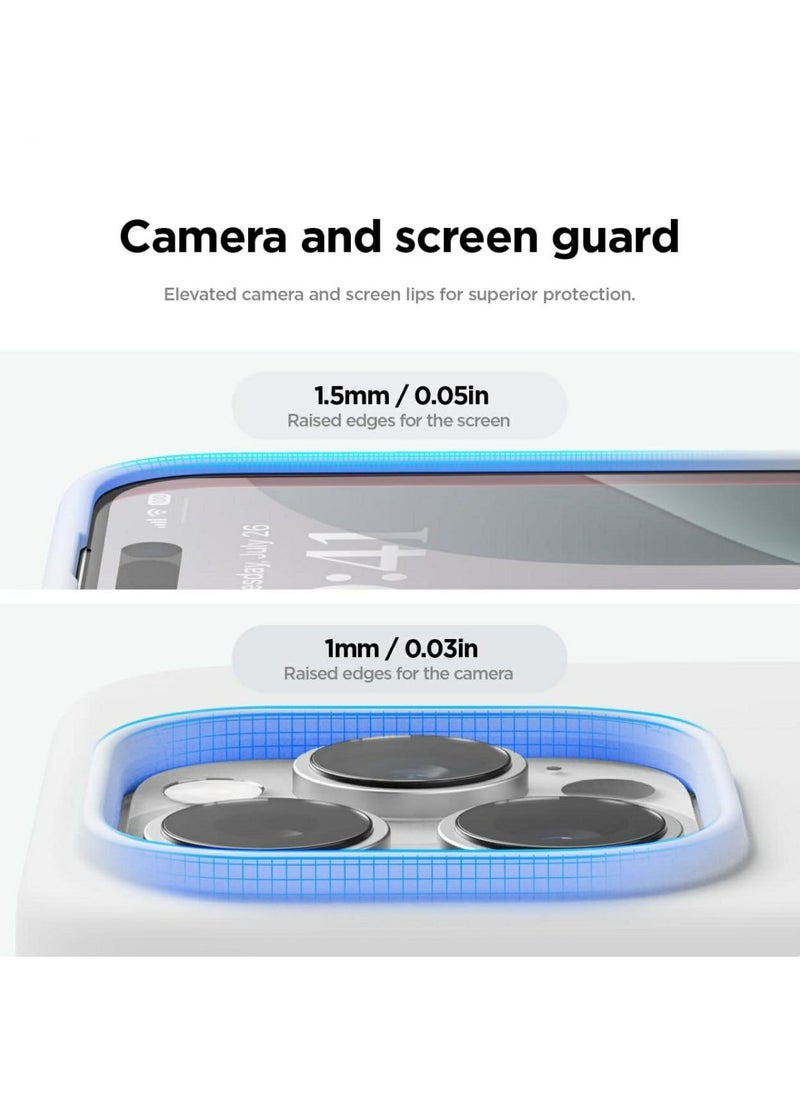 Silicone Case Compatible with iPhone 16 Pro Max, Slim Liquid Silicone Phone Case with 3-Layer Soft Rubber Shockproof TPU Lining (White)
