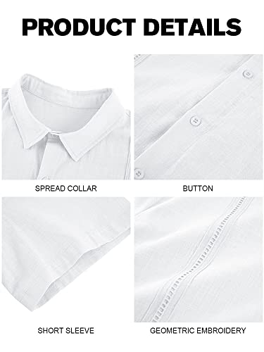 Ryannology Mens Guayabera Shirts Linen Short Sleeve Button Down Casual Beach Cuban Camp Mexican Shirt for Men Khaki - Image 3