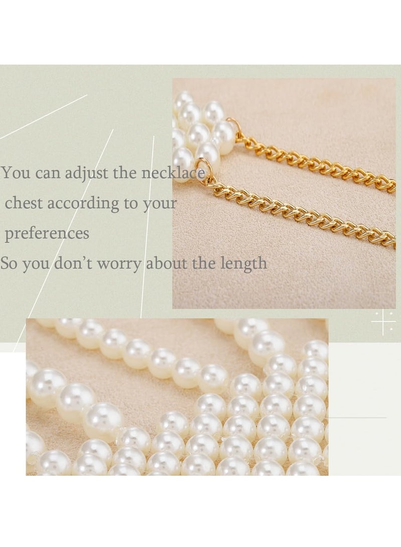 SYOSI Pearl Shawl Body Chain, Pearl Shoulder Necklace Body Jewelry, Bra Tassel Body Chain, Summer Beach Body Accessories, Party Body Chains - Image 5