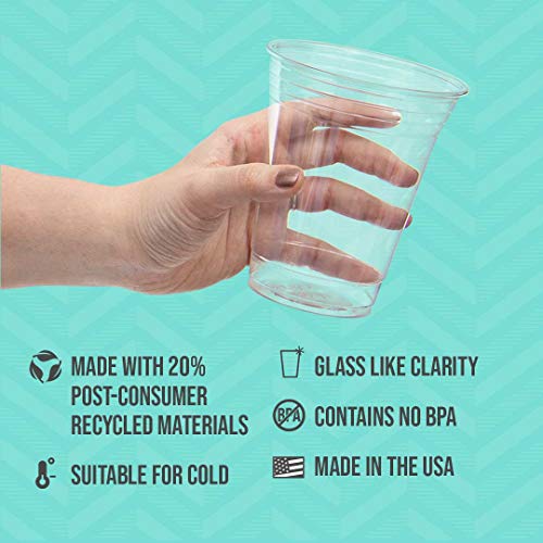 SOLO Cup Company Clear Recycled Plastic Party Cups, 18 Oz, 184 Count - Image 2
