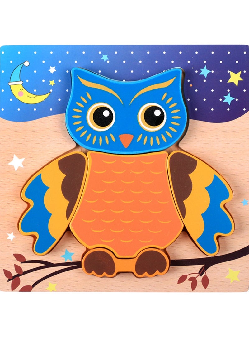 Children's Educational Wooden Cartoon Owl Jigsaw Puzzles Suitable Gift Bag Pack - Image 1