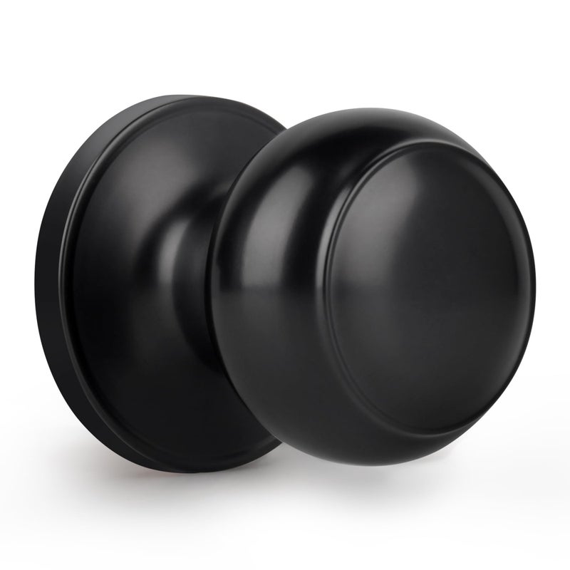 Gaurqiah NonLocking Passage Door Knob Flat Ball Interior Door Knob Without Keys Round Doorknob for HallwayClosets Matte Black