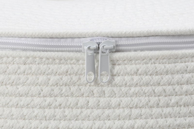 Cottonphant Extra Large Cotton Rope Flagon Basket with Lid and Zipper, Versatile Hamper and Cloth Bin for Clothes, Towels, Blankets, Perfect for Living Room Organization (White/Camel Bottom, 20"x26") - Image 2