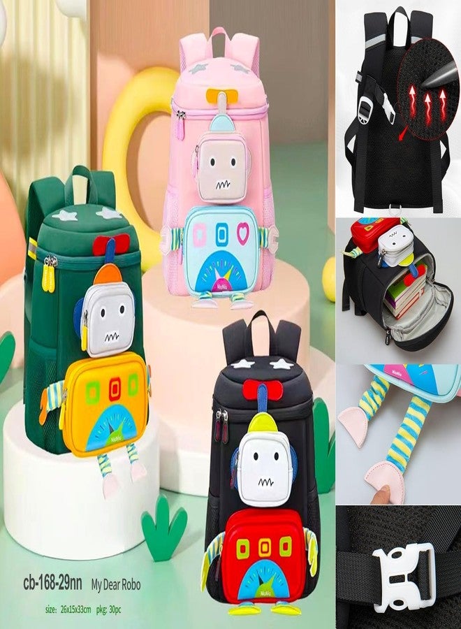 Bluebell Green colors Children's School Bag Bear Cartoon Backpack Nylon Kids Sling Chest Multi-Purpose Baby Shoulder Bag for 4-8 Years Kids (Multicolor) - Image 3