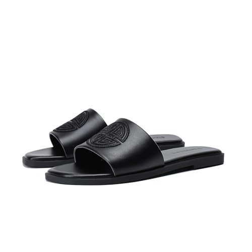 Stratuxx Kaze Womens Flat Sandals Dressy Summer Slide with Memory Foam Comfortable Cute Leather Black Sandals for Women - Image 2