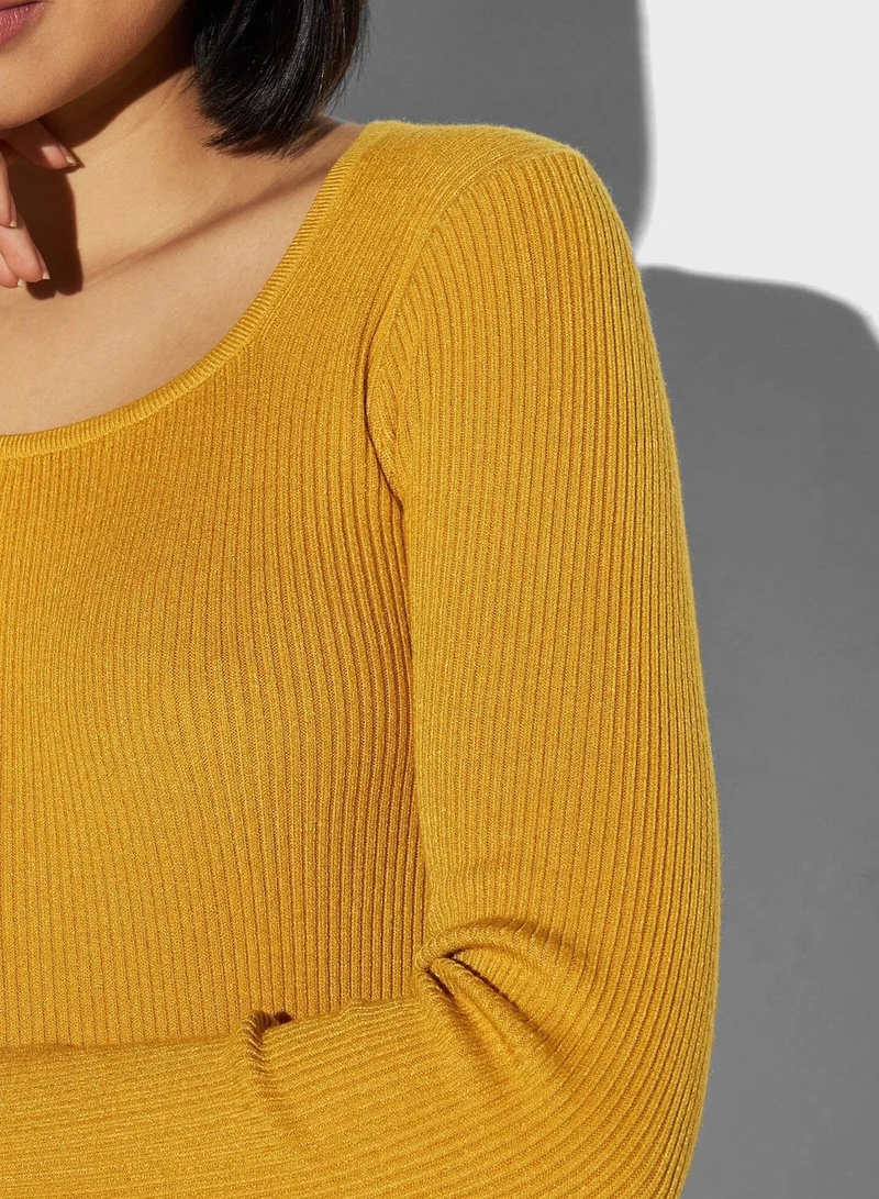 2Xtremz Square Neck Ribbed Sweater