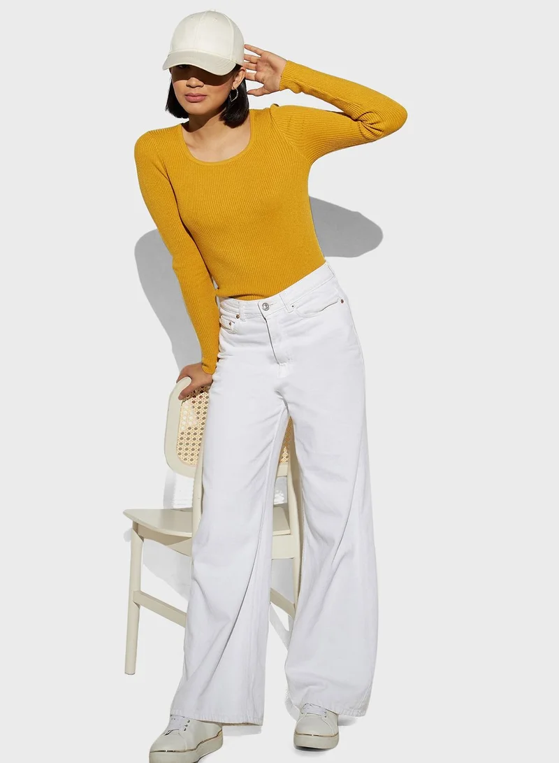 2Xtremz Square Neck Ribbed Sweater