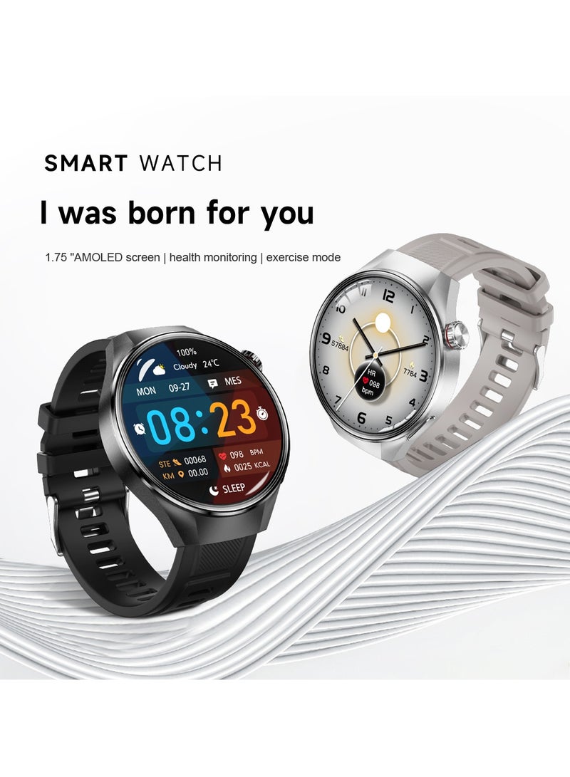 RollsTimi  Men's Smart Watch, 1.75-Inch AMOLED HD Screen, Support Bluetooth Calls, Activity Tracking, Heart Rate Monitoring, Smart Sports Watch, G5PLUS Silver - Image 2