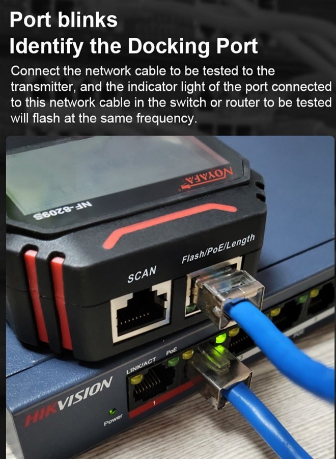 NOYAFA NF-8209S POE Wire Checker LCD Display Measure Length LAN Cable Cat5 Cat6 LAN Test Network Tool Scan Cable Wiremap Tester - Image 2