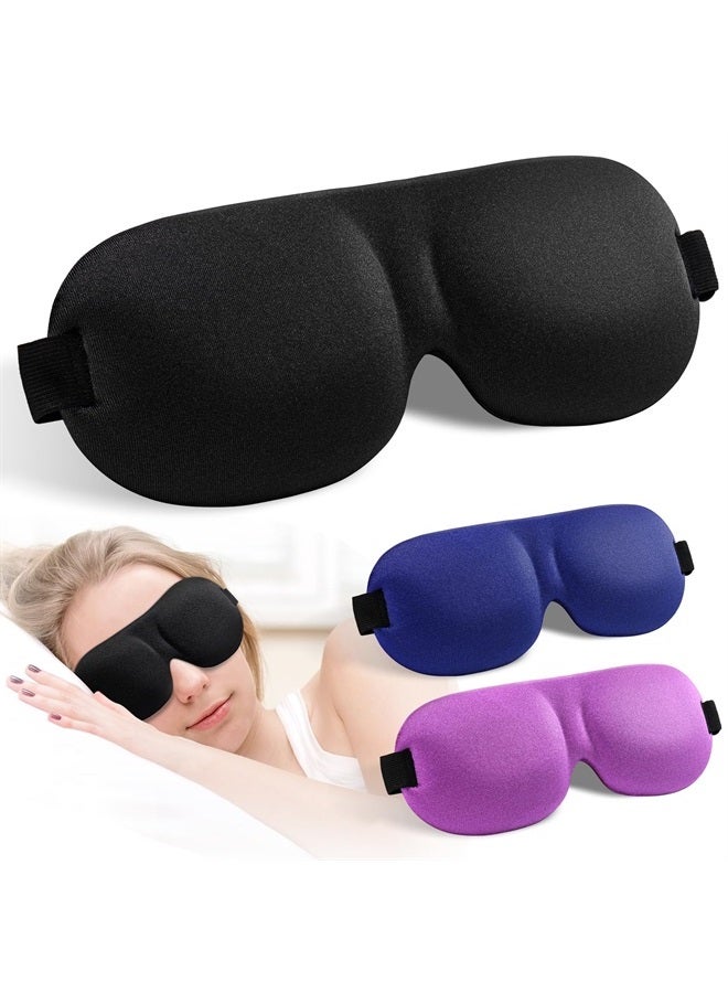 YIVIEW قناع نوم عبوة من 3، ترقية 100% حجب الضوء أقنعة عين ثلاثية الأبعاد للنوم، جوانب رفيعة جداً للنائمين على الجانب، قناع للرجال والنساء - Image 1
