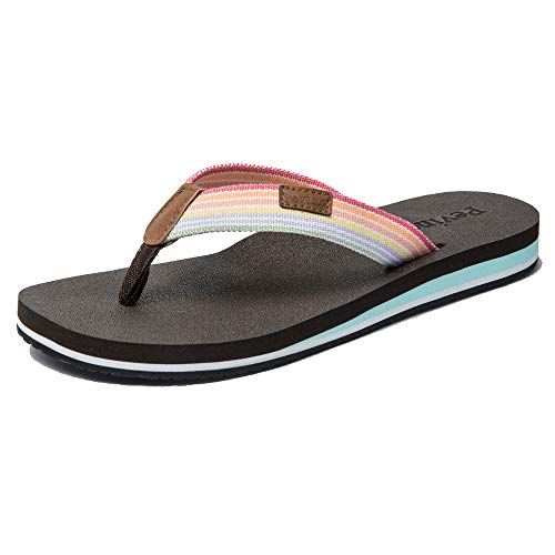 Pevino Women's Orthotic Flip Flops with Soft Waterproof Platform and Anti-Slip Sole,Casual Thong Sandals for Women,Comfortable Beach Sandals with Arch Support for Girl Ladies Brown Size 6 - Image 4