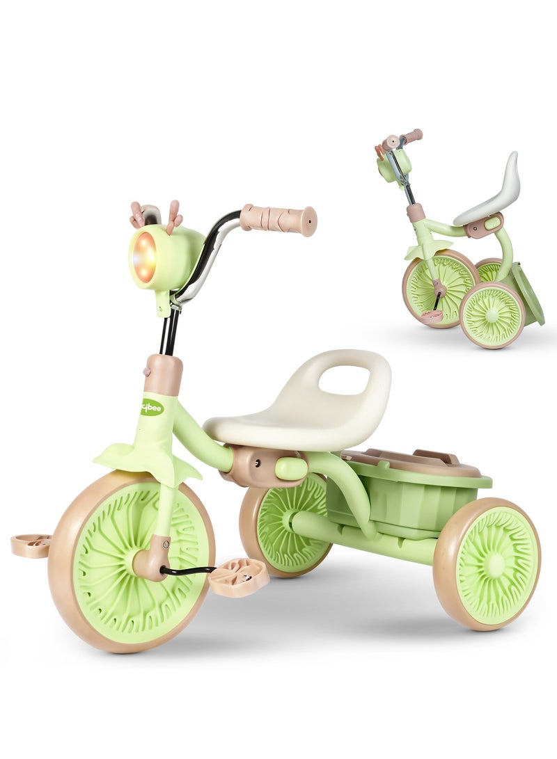 BAYBEE Triky Foldable Baby Tricycle for Kids, Baby Cycle with Light, Music, High Backrest & Rear Storage Basket | Kids Cycle Bike | Kids Tricycle Cyle for Kids 2 to 5 Years Boys Girls Green - Image 1