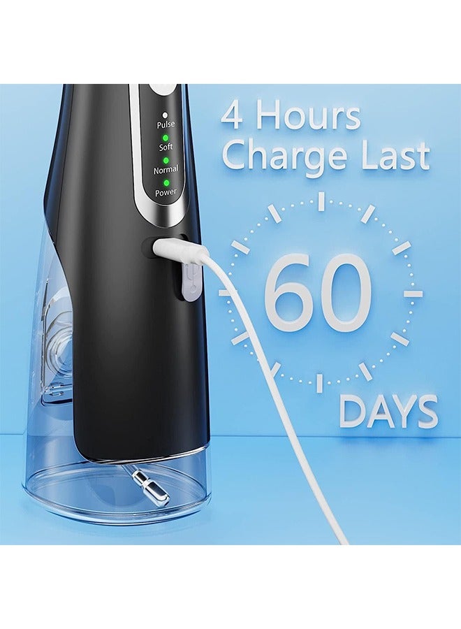 Water Dental Floss er Teeth Pick - Portable  Modes Dental Oral,  Waterproof Powerful Battery 310 ML Water Tank for Home Travel (Black) - Image 2