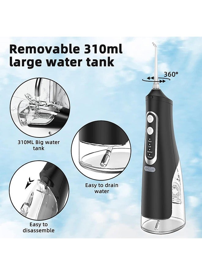 Water Dental Floss er Teeth Pick - Portable  Modes Dental Oral,  Waterproof Powerful Battery 310 ML Water Tank for Home Travel (Black) - Image 3