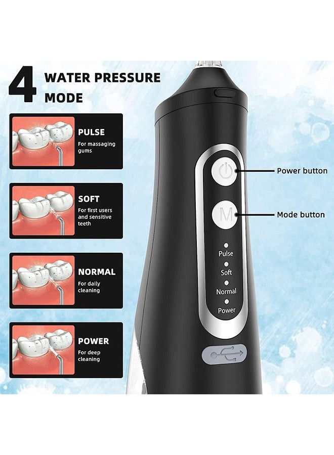 Water Dental Floss er Teeth Pick - Portable  Modes Dental Oral,  Waterproof Powerful Battery 310 ML Water Tank for Home Travel (Black) - Image 5