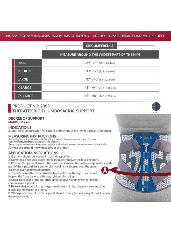 OTC Lumbosacral Back Splint, theratex Spinal Maximum Support, Gray (Rigid Splint), Large - Image 4
