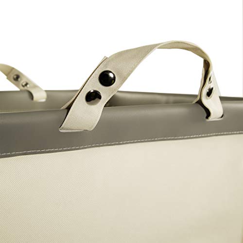 Seville Classics Large Commercial Heavy Duty Rolling Steel Frame Laundry Hamper Canvas Cart Bin, w/ Wheels for Hotel, Home, Closet, Bedroom (PATENTED), Cream, 18.1" D x 18.1" W - Image 5
