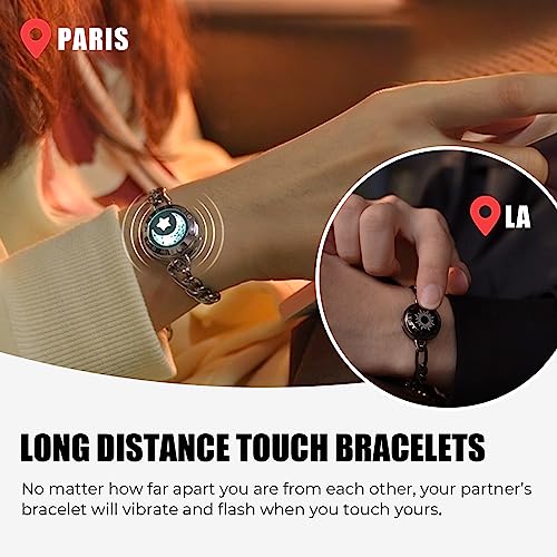 TOTWOO Touch Bracelets for Couples, Vibration & Light up for Love Couples Long Distance Relationship Gifts for Girlfriend Bluetooth Pairing Jewelry - Image 2