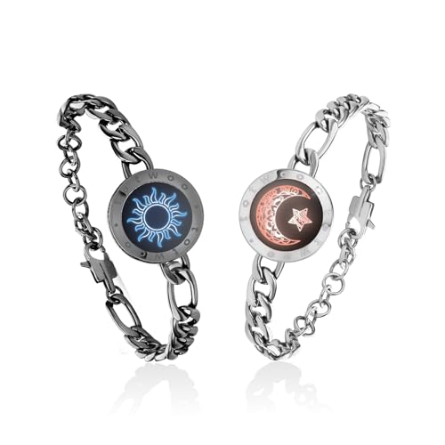 TOTWOO Touch Bracelets for Couples, Vibration & Light up for Love Couples Long Distance Relationship Gifts for Girlfriend Bluetooth Pairing Jewelry - Image 1