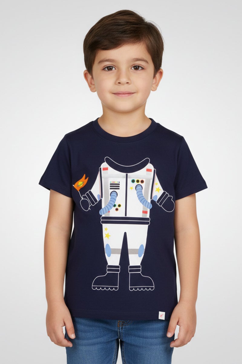 Hamleys Toddlers Boy Short Sleeve Graphic Print T-Shirt, Navy Blue - Image 1