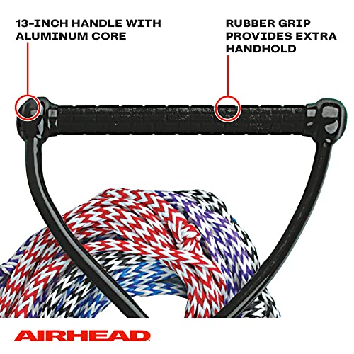 Airhead حبل تزلج مائي من Airhead، 4 أقسام لتزلج الماء، وويك بورد، وكين بورد، أسود - Image 3