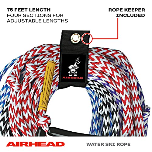 Airhead حبل تزلج مائي من Airhead، 4 أقسام لتزلج الماء، وويك بورد، وكين بورد، أسود - Image 2