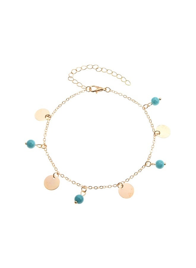 yongsheng Faddish Chain Anklet， Plated Dainty Colored Enamel Beaded Link anklet for Women  - Image 1