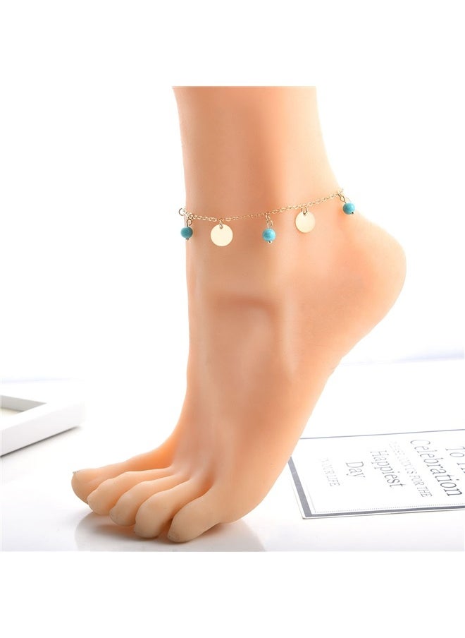 yongsheng Faddish Chain Anklet， Plated Dainty Colored Enamel Beaded Link anklet for Women  - Image 3