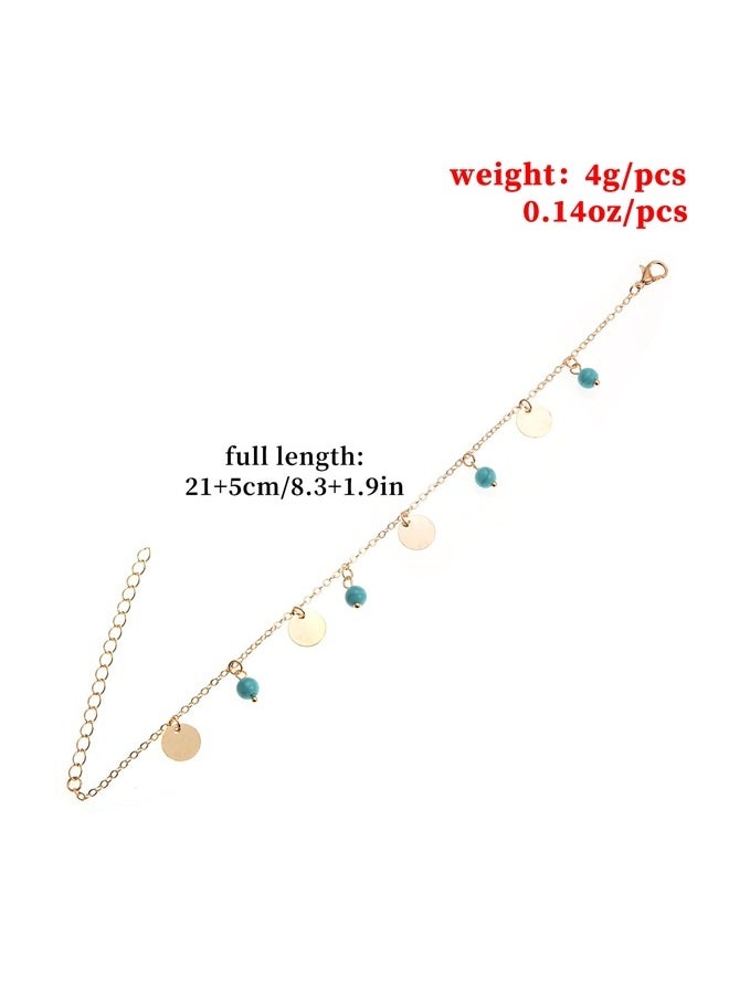 yongsheng Faddish Chain Anklet， Plated Dainty Colored Enamel Beaded Link anklet for Women  - Image 5